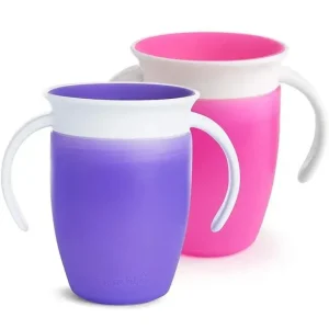 Munchkin - 2Pk Miracle 360° Trainer Cup, Pink/Purple - cutbabycare.com | baby boutique & care hub