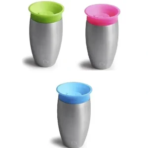 Munchkin Miracle Stainless Steel 360 Degree Sippy Cup, 10 oz, Colors May Vary, 1-Pack - cutbabycare.com | baby boutique & care hub