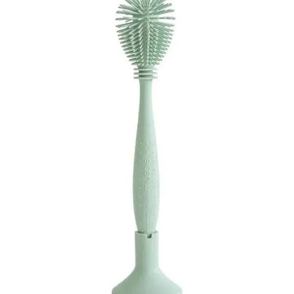 Mushie - Baby Bottle Brush, Soft Silicone with Suction Base, Cambridge Blue - cutbabycare.com | baby boutique & care hub
