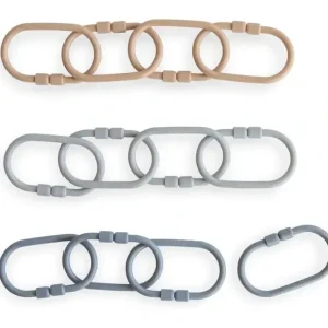 Mushie - Baby Chain Link Rings Toy 12 Count, Multiuse Car Seat Stroller Connecting Toy, Natural, Stone, Tradewinds - cutbabycare.com | baby boutique & care hub