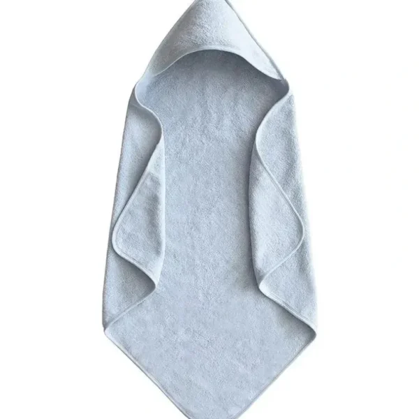 Mushie - Organic Cotton Baby Hooded Towel, Baby Blue - cutbabycare.com | baby boutique & care hub