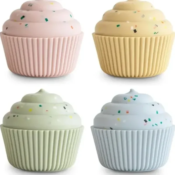 Mushie - Silicone Mix and Match Cupcake Toy 4 Pack, Mold Free - cutbabycare.com | baby boutique & care hub