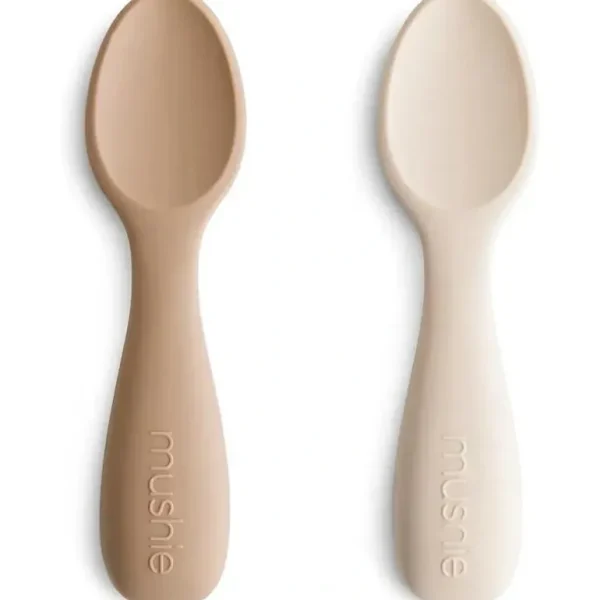 Mushie - Silicone Toddler Starter Spoons, 2 Pack, Natural/Shifting Sand - cutbabycare.com | baby boutique & care hub