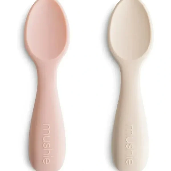 Mushie - Silicone Toddler Starter Spoons, 2 Pack,Blush Shifting Sand - cutbabycare.com | baby boutique & care hub