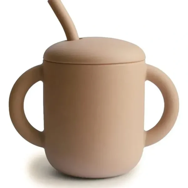 Mushie - Silicone Training Cup & Straw, Natural - cutbabycare.com | baby boutique & care hub