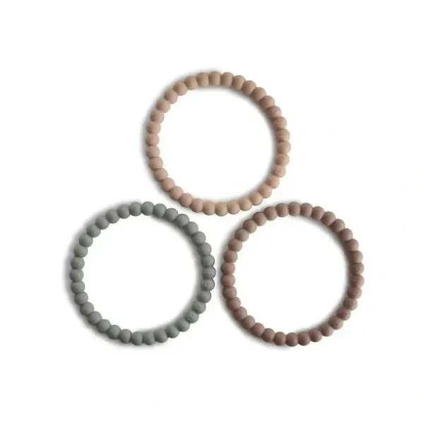 Mushie Silicone Pearl Teether Bracelets Clary/Sage/Tuscany/ Desert Sand - cutbabycare.com | baby boutique & care hub
