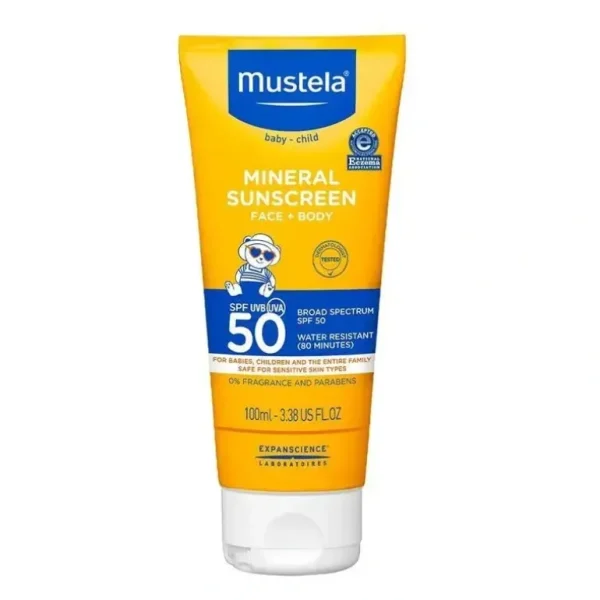 Mustela - Baby Mineral Sunscreen Lotion Face & Body SPF 50 - cutbabycare.com | baby boutique & care hub