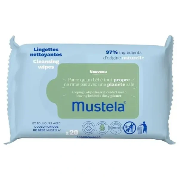 Mustela - 20Ct Baby Cleansing Wipes with Natural Avocado - cutbabycare.com | baby boutique & care hub