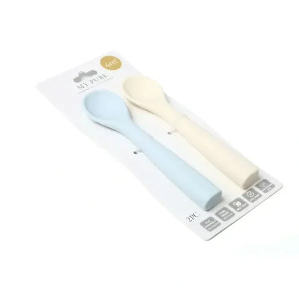 Clearance My Pure Silicone Baby/Toddler Feeding Spoon Set - Baby Blue and Pannacotta 4M+ - cutbabycare.com | baby boutique & care hub Shop All