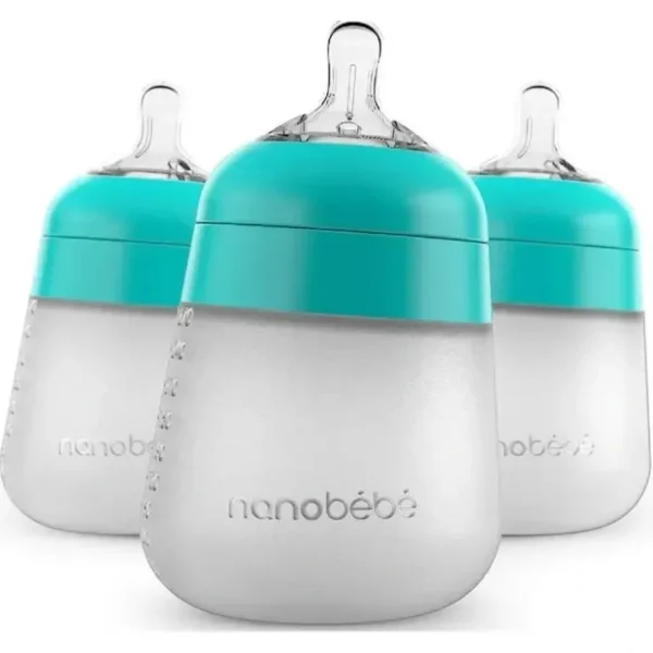 Fashion Nanobebe - 3Pk Silicone Baby Bottle 9Oz, Teal - cutbabycare.com | baby boutique & care hub Shop All