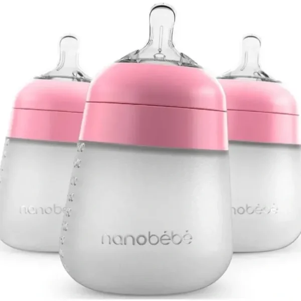 New Nanobebe - 3Pk Silicone Baby Bottle Pink, 9Oz - cutbabycare.com | baby boutique & care hub Shop All