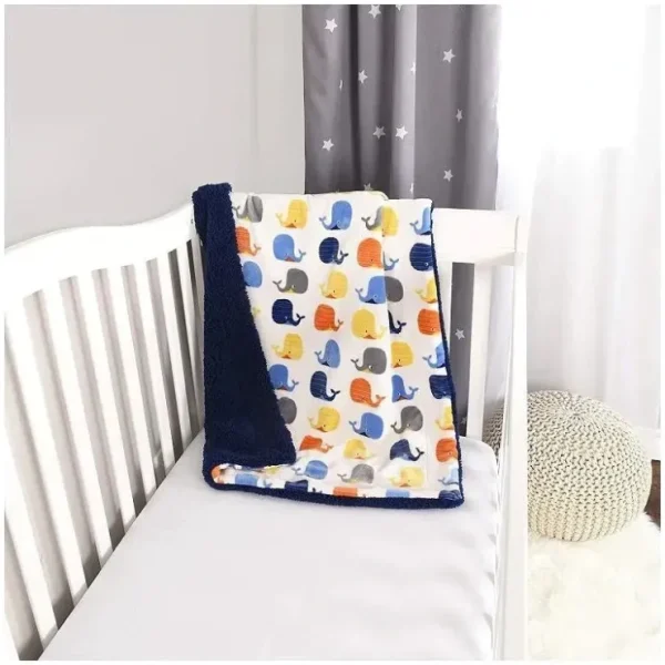 Discount Nemcor Soft Reversible Sherpa Baby Blanket,Whales - cutbabycare.com | baby boutique & care hub Shop All