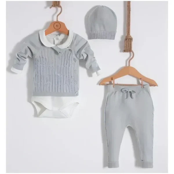 Clearance Nipperland - Baby Gray Knitted Outfit Set - cutbabycare.com | baby boutique & care hub Shop All
