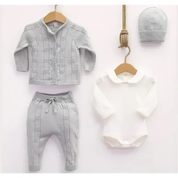 Hot Nipperland - Baby Knitted Out Fit Set W Bow Tie Grey - cutbabycare.com | baby boutique & care hub Shop All