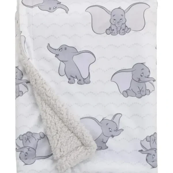 Discount Nojo - Disney Dumbo White And Grey Super Soft Baby Blanket With Sherpa Back - cutbabycare.com | baby boutique & care hub Shop All
