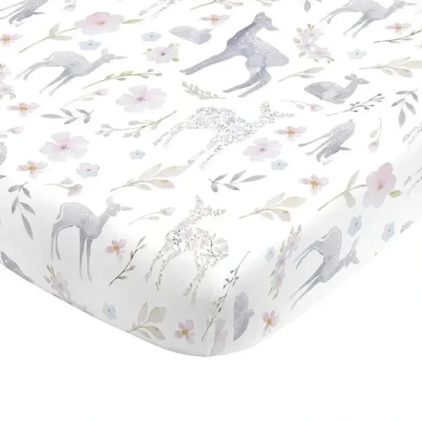 Sale Nojo - Fitted Crib Sheet Floral Deer Print - cutbabycare.com | baby boutique & care hub Shop All