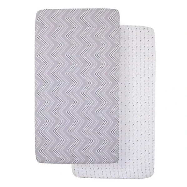 Cheap Nojo - 2Pk Little Love Grey & White Chevron Fitted Crib Sheet Set - cutbabycare.com | baby boutique & care hub Shop All