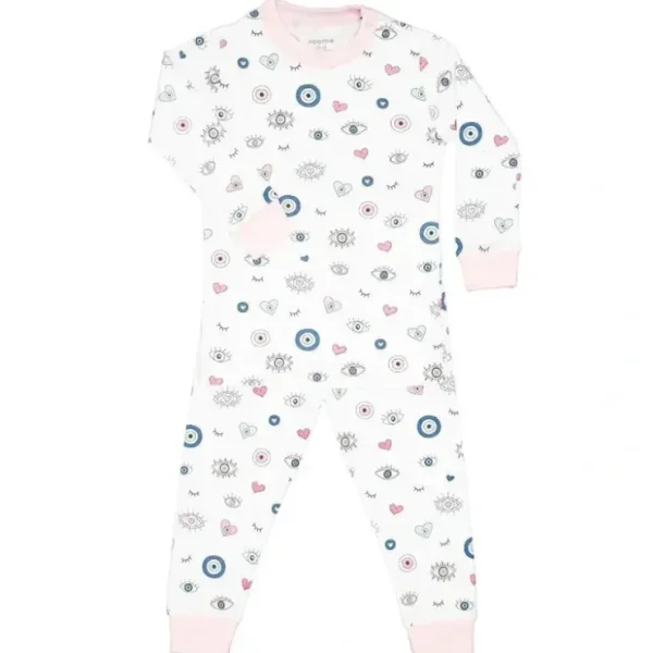 Discount Noomie - Baby Girl Evil Eye Long Sleeve Pajama Set, Pink - cutbabycare.com | baby boutique & care hub Shop All