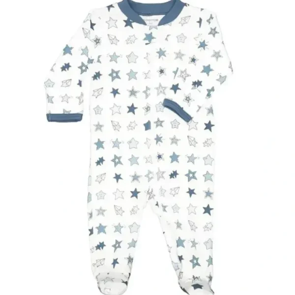 Clearance Noomie - Baby Zipper Footie Denim Stars - cutbabycare.com | baby boutique & care hub Shop All