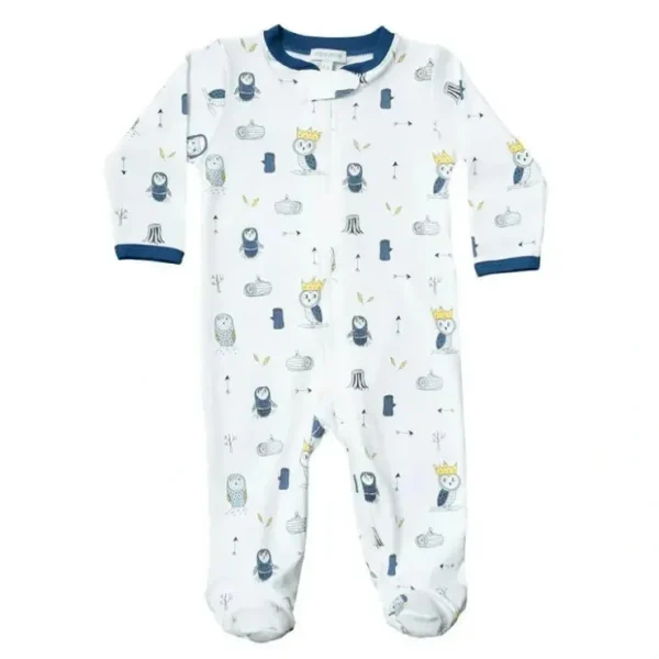 Flash Sale Noomie Zipper Footie Blue Owls - cutbabycare.com | baby boutique & care hub Shop All
