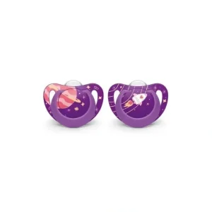 Online Nuby - 2 Pk Pacifier Genius Size 2 Outer Space, Girl - cutbabycare.com | baby boutique & care hub Health Safety
