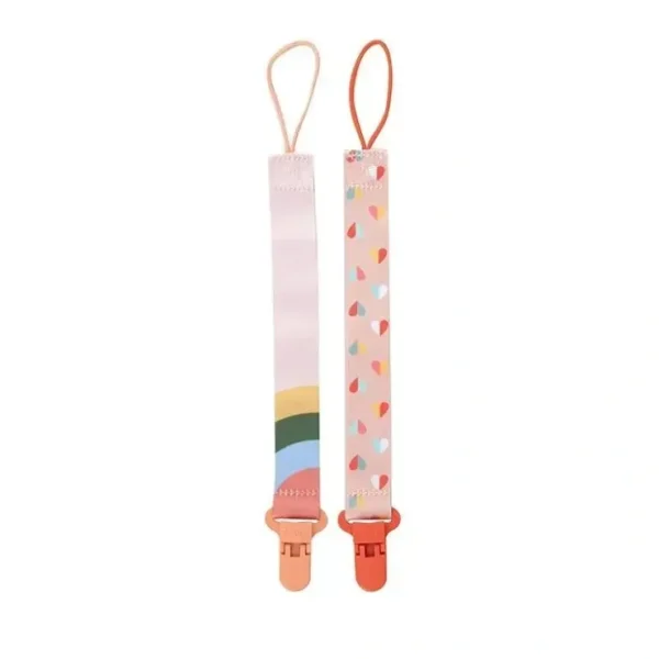 Clearance Nuby - Girl 2Pk Printed Fabric Pacifier Clip Holder With Plastic Clip, Peach - cutbabycare.com | baby boutique & care hub Shop All
