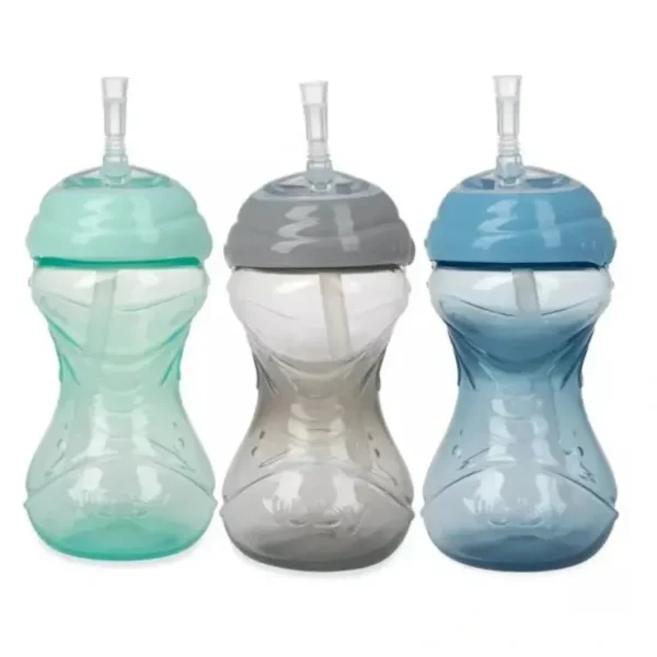 Discount Nuby - 3Pk Clik-It Flexi-Straw Cup10Oz, Aqua/Grey/Blue - cutbabycare.com | baby boutique & care hub Shop All