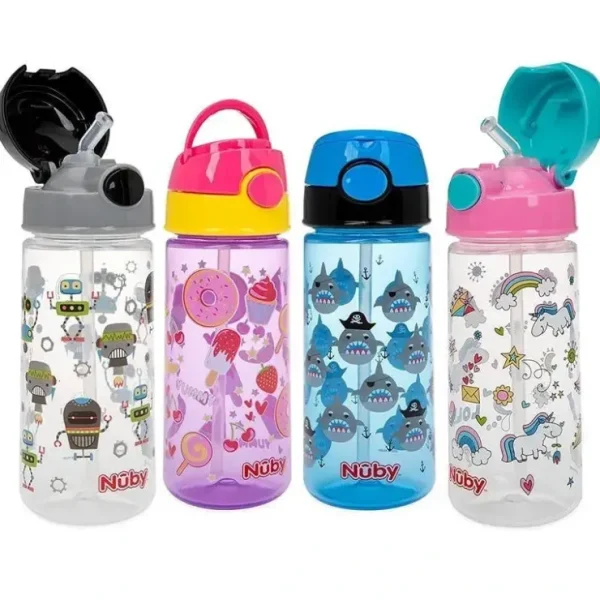 Shop Nuby - 2Pk Kid's Printed Flip-it Active Water Bottle 18M+, Prints May Vary - cutbabycare.com | baby boutique & care hub Shop All