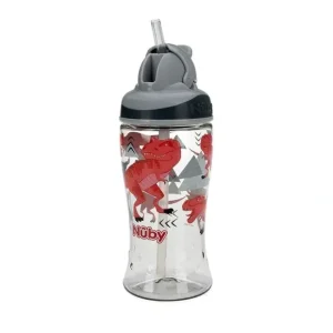 Outlet Nuby - Thirsty Kids 12Oz No Spill Thin Straw Printed Flip-It Boost, Grey - cutbabycare.com | baby boutique & care hub Health Safety