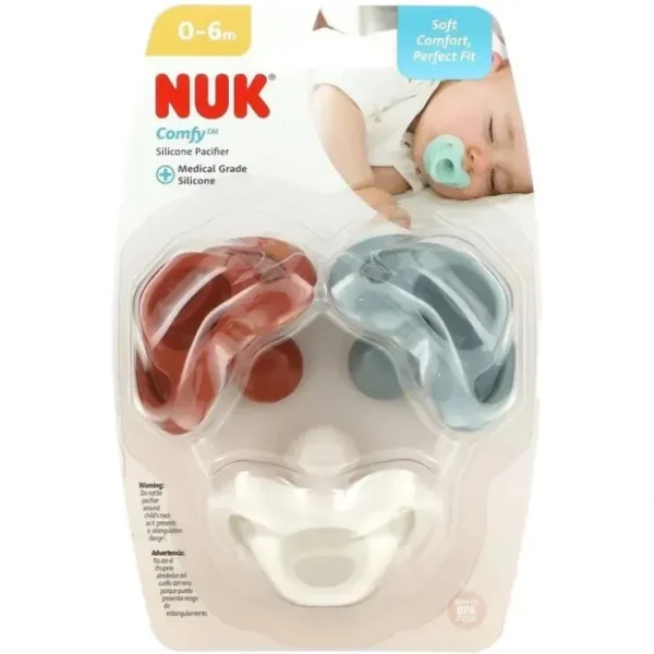 Best Sale NUK - Comfy Silicone Pacifier, 0-6 Months, Earth Tones, 3 Pack - cutbabycare.com | baby boutique & care hub Health Safety
