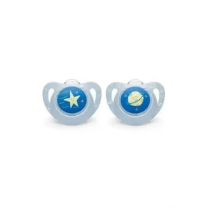 New Nuk - Pacifier Genius Size 1, 2 Pk Outer Space Theme, Boy - cutbabycare.com | baby boutique & care hub Health Safety