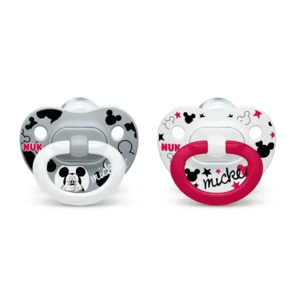 Flash Sale NUK - 2Pk Orthodontic Pacifiers Mickey/Minnie Mouse, 6/18M - cutbabycare.com | baby boutique & care hub Shop All