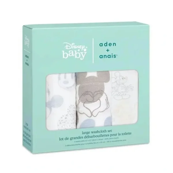 3pc Aden & Anais Mickey & Minnie Baby/Infant Classic Soft Cotton Washcloths Set - cutbabycare.com | baby boutique & care hub