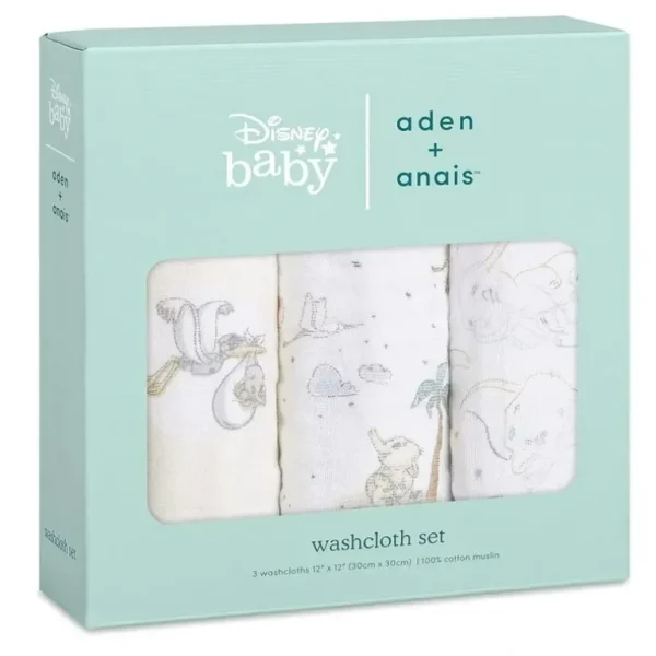 3pc Aden & Anais My Darling Dumbo Baby/Infant Classic Soft Cotton Washcloths Set - cutbabycare.com | baby boutique & care hub