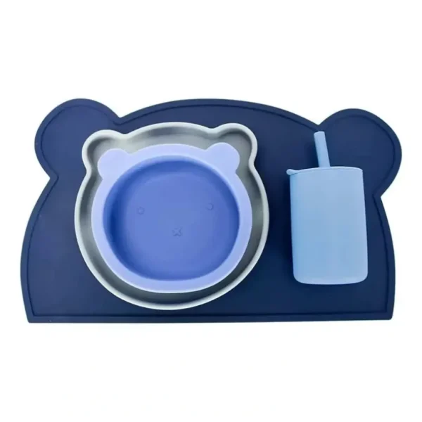 4pc Annabel Trends Bear Dinner Set Silicone Baby Placemat Plate/Bowl/Cup Set 0m+ - cutbabycare.com | baby boutique & care hub