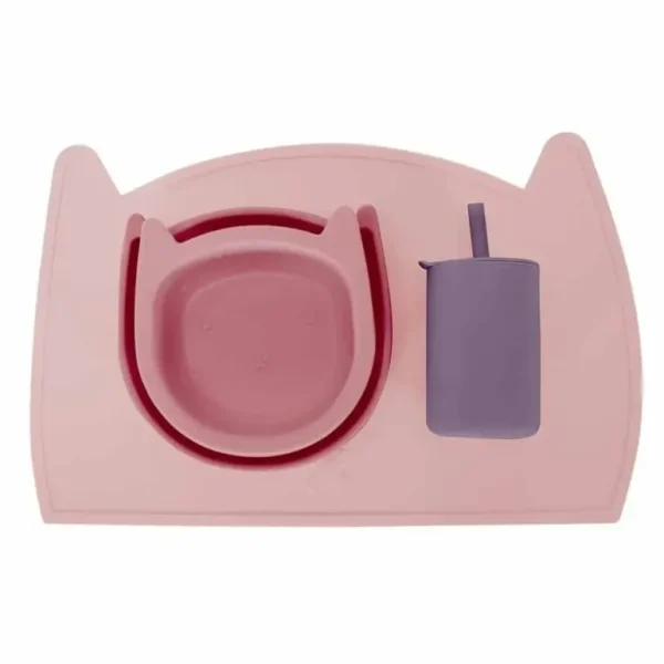 4pc Annabel Trends Cat Dinner Set Silicone Baby Placemat Plate/Bowl/Cup Set 0m+ - cutbabycare.com | baby boutique & care hub