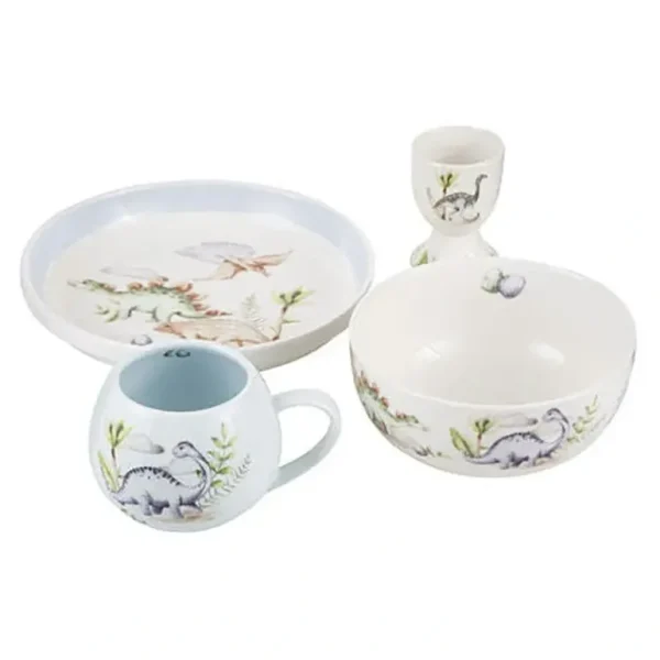 4pc Ashdene Dino Land Kids/Children Dinner Food 200ml Mug/Egg Cup/Bowl/Plate Set - cutbabycare.com | baby boutique & care hub