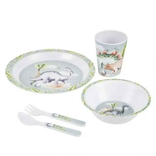 5pc Ashdene Dino Land Kids/Children Melamine Dinner Cup/Bowl/Plate/Fork/Spoon - cutbabycare.com | baby boutique & care hub