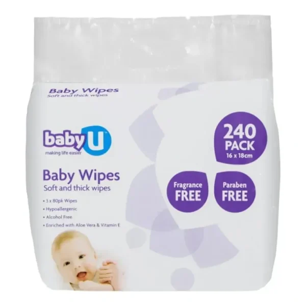 240pc BabyU Baby/Infant/Kids Alcohol/Fragrance Free Absorbent Wet Wipes - cutbabycare.com | baby boutique & care hub