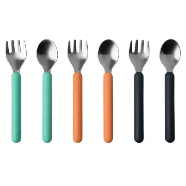 6pc Boon Chow Baby/Toddler Stainless Steel Utensils Mint/Orange/Navy 18M+ - cutbabycare.com | baby boutique & care hub