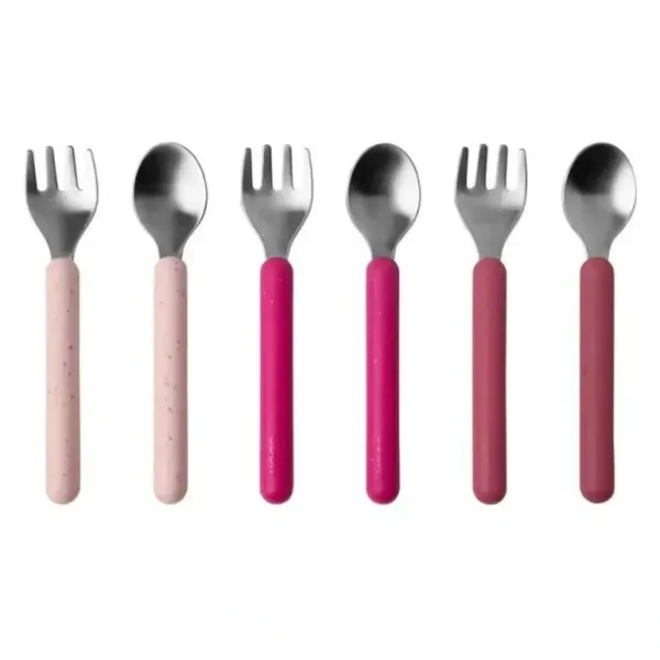 6pc Boon Chow Baby/Toddler Stainless Steel Utensils Pink/Magenta 18M+ - cutbabycare.com | baby boutique & care hub