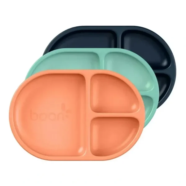 3pc Boon CHOW Mint Multi Color Toddler/Kids/Childrens Silicone Divided Plate - cutbabycare.com | baby boutique & care hub