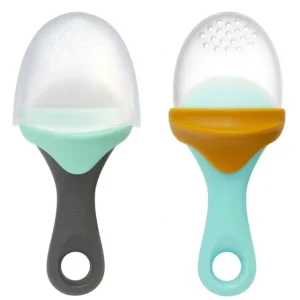 2pc Boon Pulp Silicone Feeder Fruit/Vegetable Pacifier Baby 6m+ Mint/Charcoal - cutbabycare.com | baby boutique & care hub