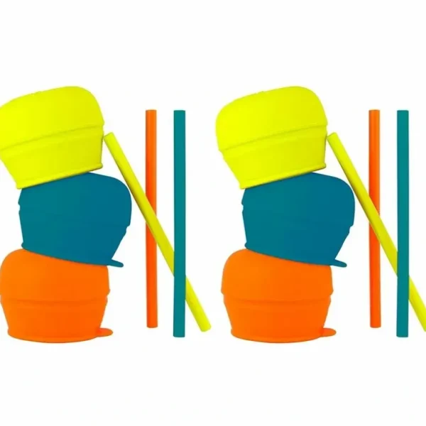 6pc Boon Snug Straw Baby/Boy/12m+/Infant Universal Cup Cover/Lid BL/OR/YL - cutbabycare.com | baby boutique & care hub