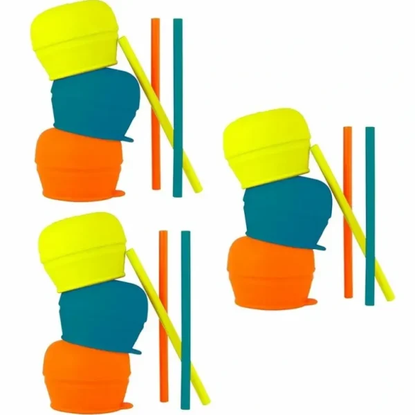 9pc Boon Snug Straw Baby/Boy/12m+/Infant Universal Cup Cover/Lid BL/OR/YL - cutbabycare.com | baby boutique & care hub