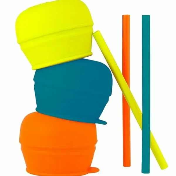 3pc Boon Snug Straw Baby/Boy/12m+/Infant Universal Cup Cover/Lid BL/OR/YL - cutbabycare.com | baby boutique & care hub