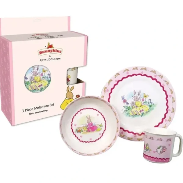 3pc Bunnykins Melamine Set Sweethearts Design Plate/Bowl/Cup Feeding 18M+ Pink - cutbabycare.com | baby boutique & care hub