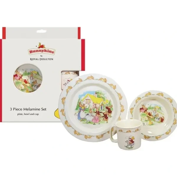 3pc Bunnykins Playing Melamine Dinner Plate/Cup/Bowl Round Feeding Set 18m+ Red - cutbabycare.com | baby boutique & care hub