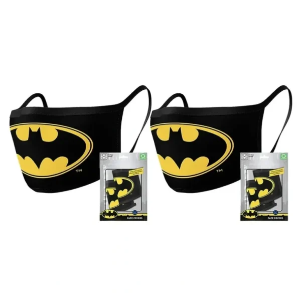 4pc DC Comics Batman Logo Themed Fabric Reusable Mask/Face Covering Yellow/Black - cutbabycare.com | baby boutique & care hub