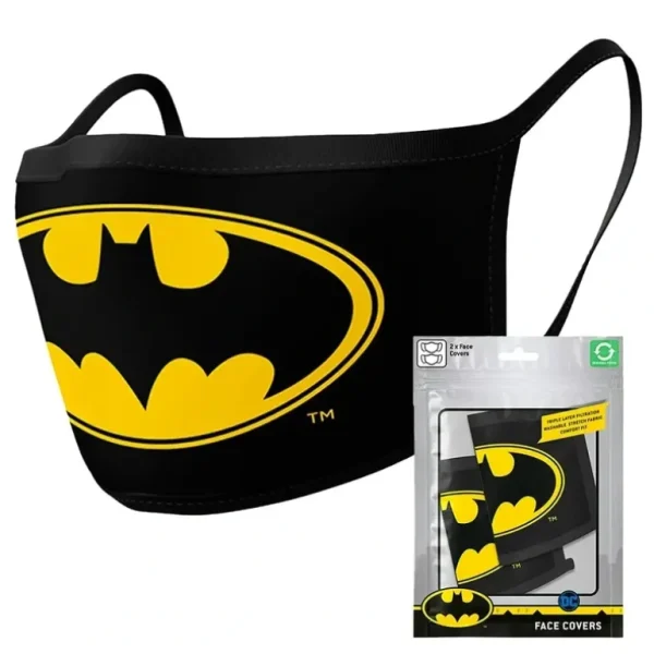 2pc DC Comics Batman Logo Themed Fabric Reusable Mask/Face Covering Yellow/Black - cutbabycare.com | baby boutique & care hub